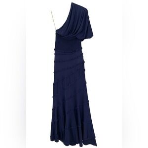 Catherine Malandrino One Shoulder Maxi Dress 100% Silk